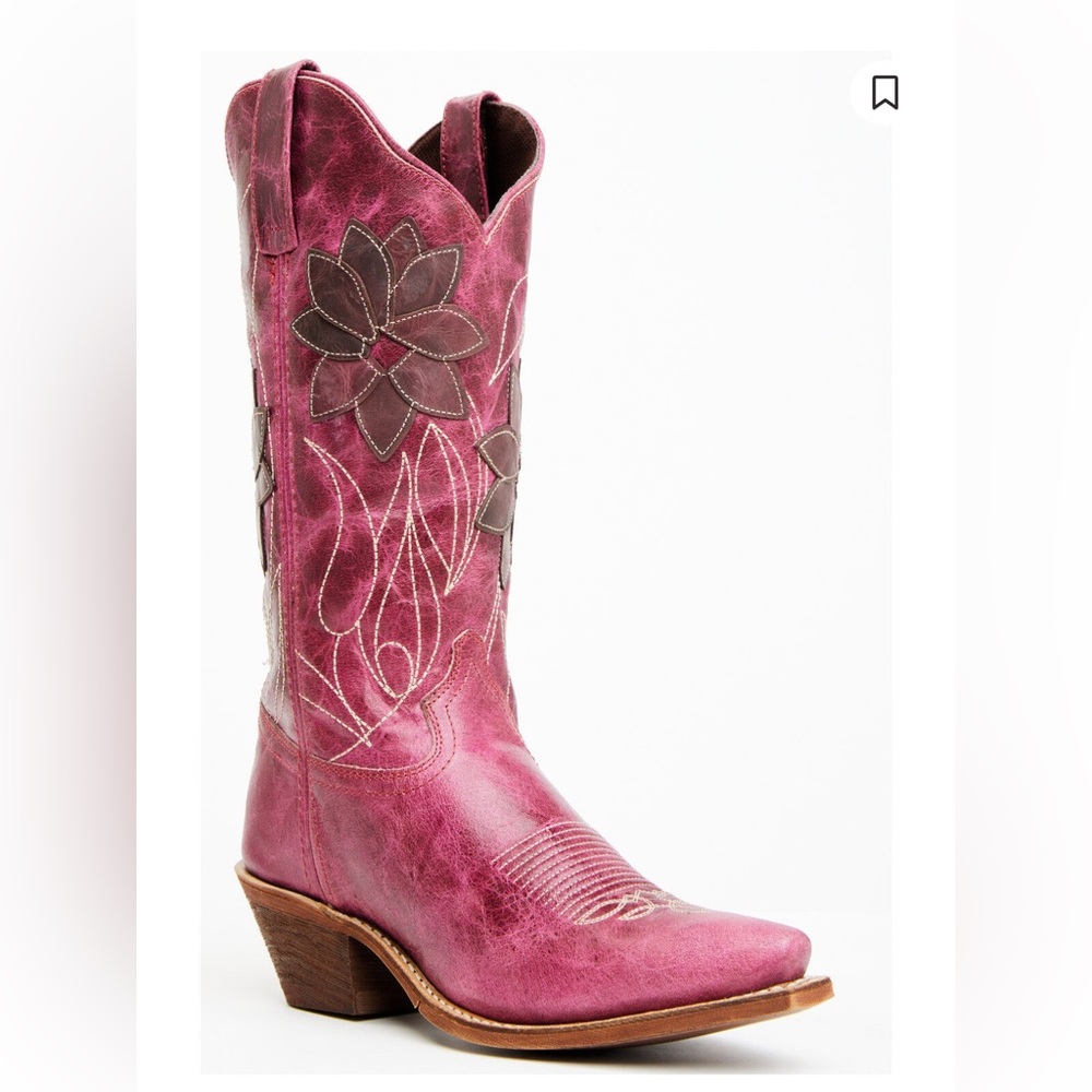 Laredo Pink Paislee Snip Boots with Floral Design Size 9